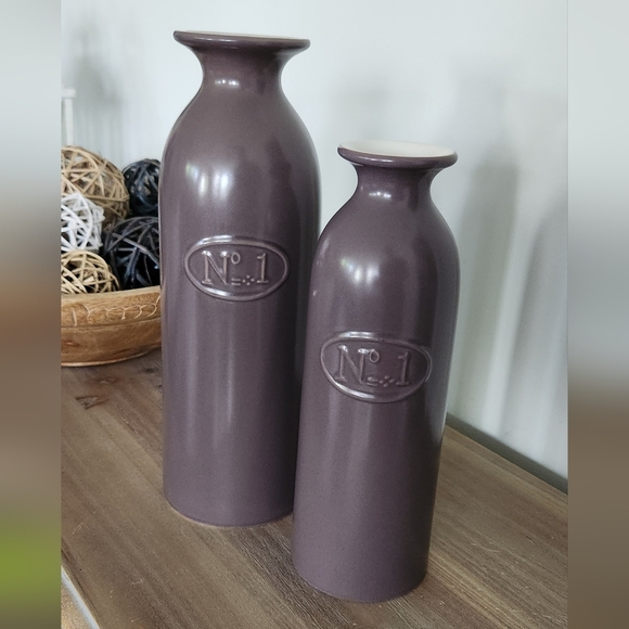 🌸 Elegant Lavender Ceramic Vase Set – Heavy Weight, Excellent Condition - Picture 7 of 16